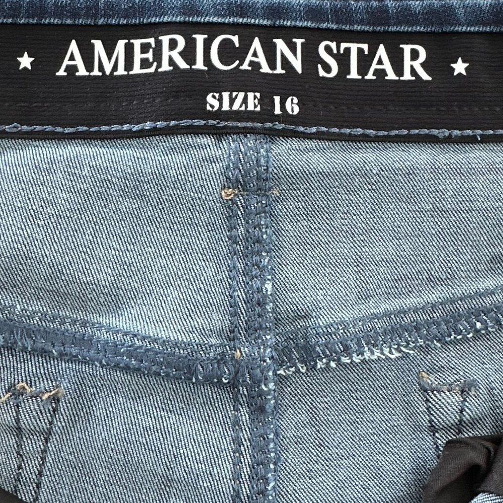 American Star Dark Wash Stretch Straight Leg Jeans Women’s Size 16 - Picture 3 of 8